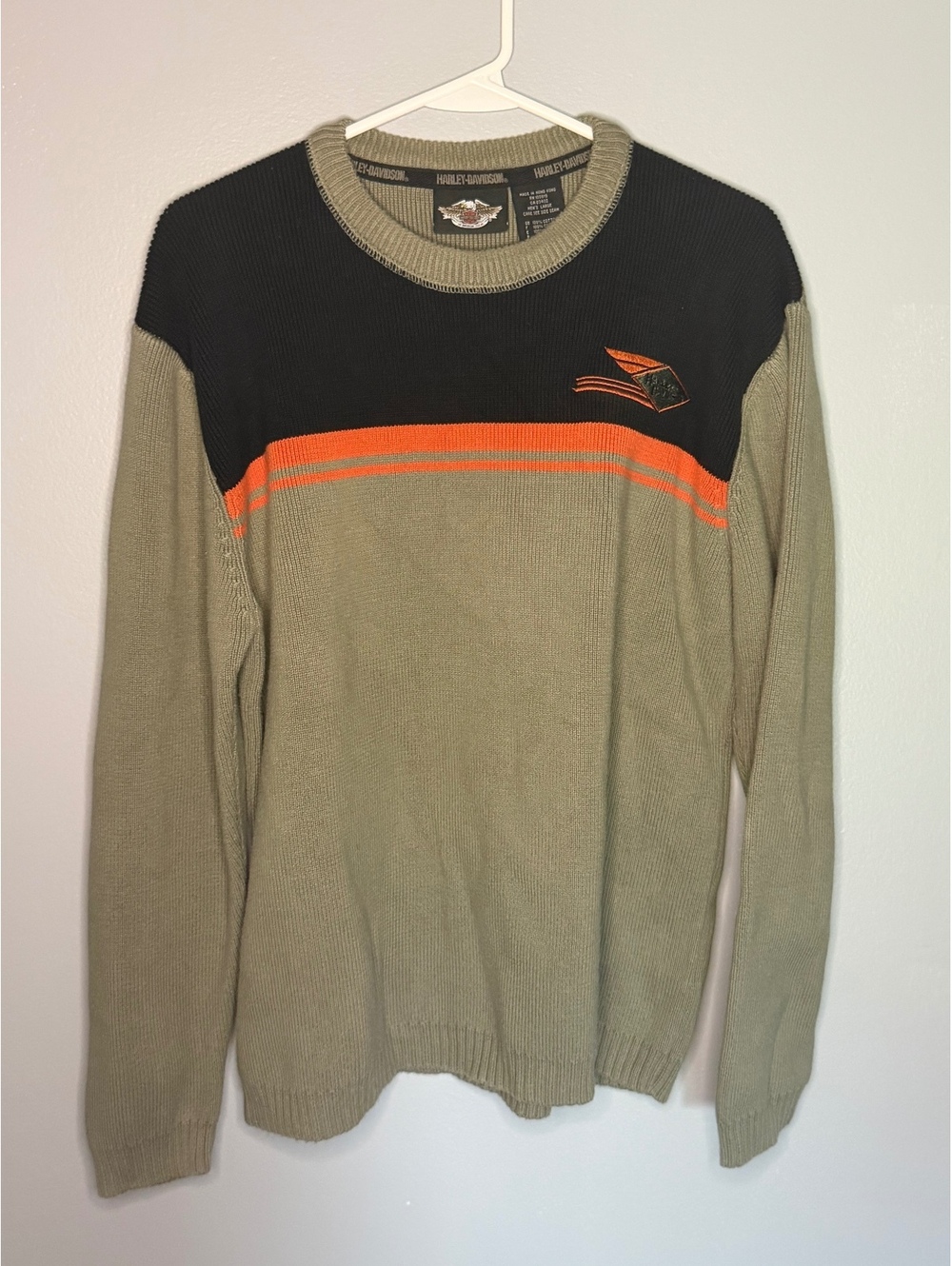 Harley-Davidson Men's Large Crew Neck Sweater with Stripes